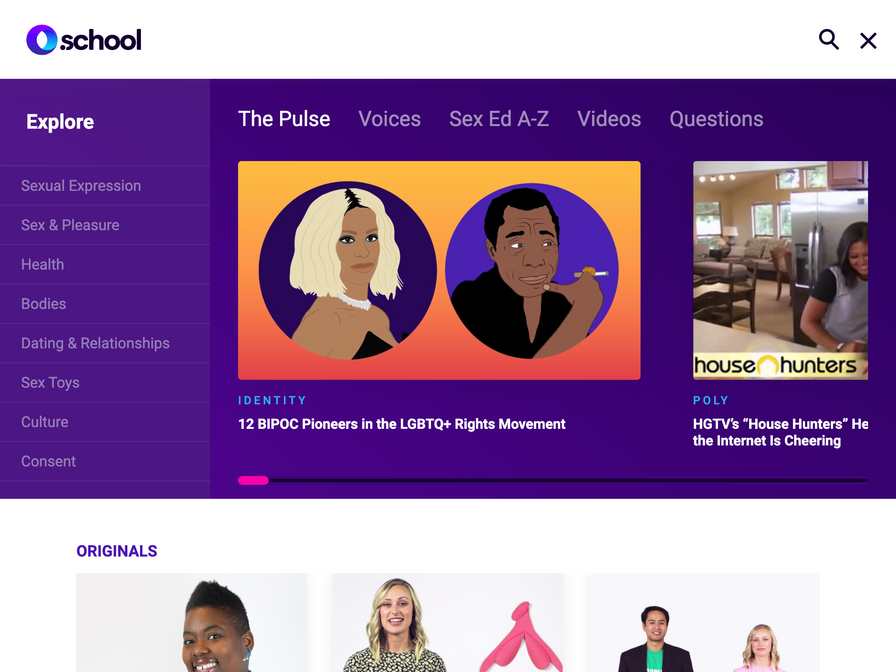 O.school - A judgement-free source for info on sex & relationships.